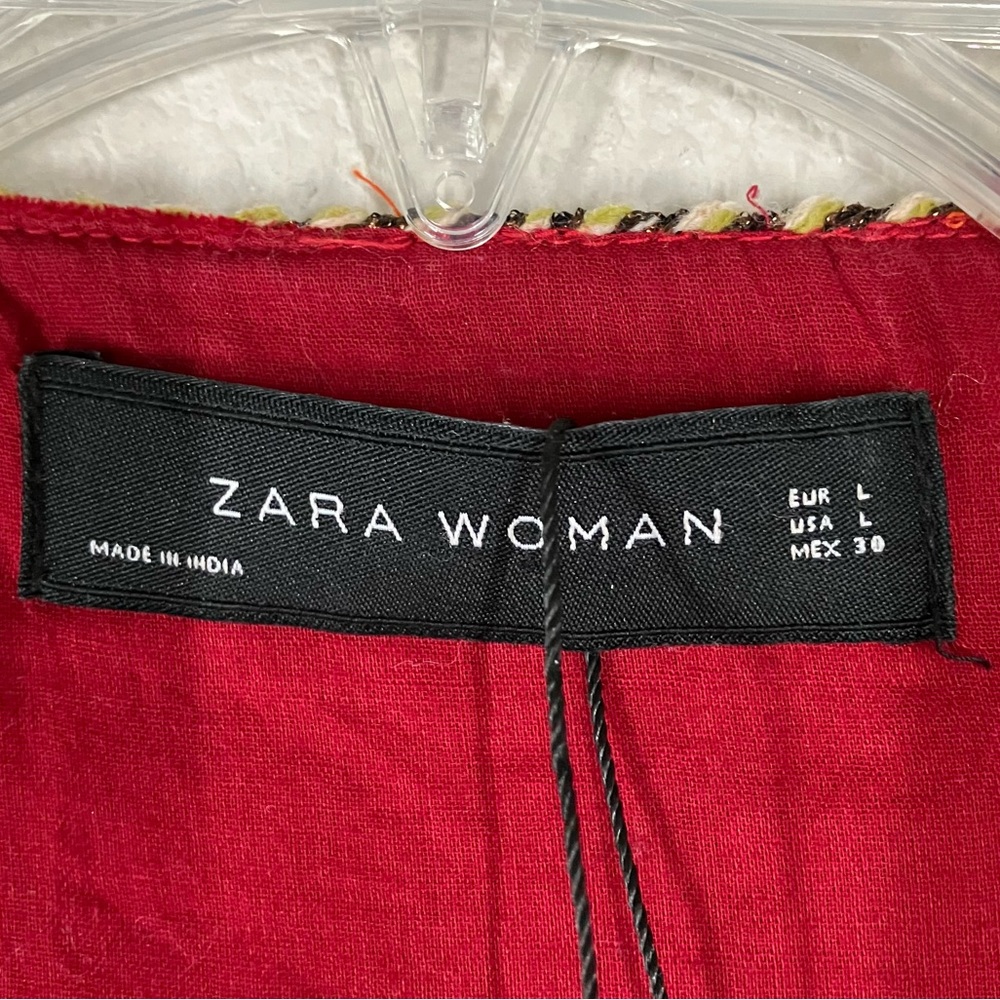 ZARA Paisley Velvet Embellished Boho Topper Jacket L Bell Sleeve Boho Maximalist - Picture 7 of 16